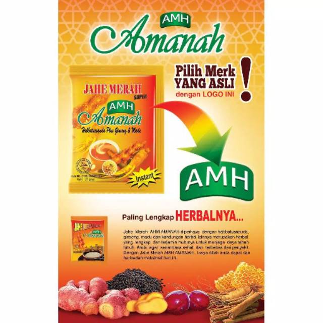 

Jahe Merah Amanah 12Sachet - Minuman Kesehatan Jahe Merah - Jahe Merah Super - Jahe Merah - AMH