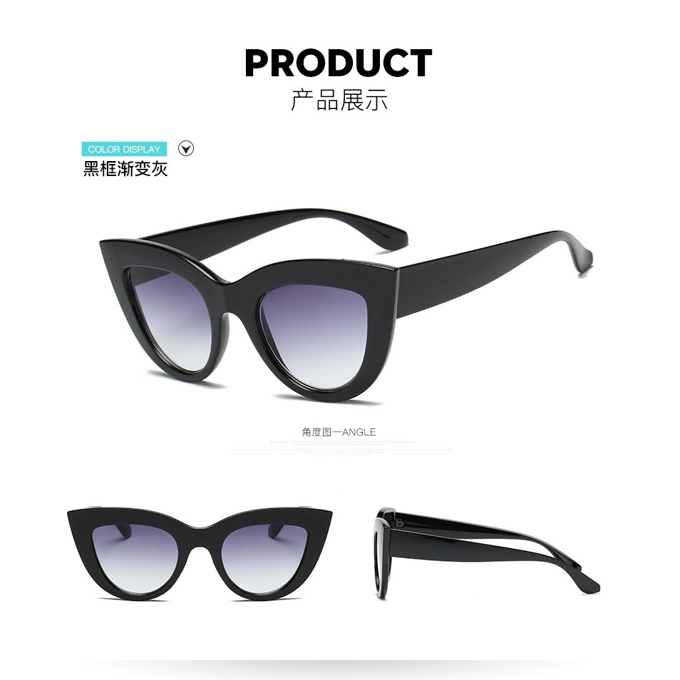 (YUZHU) Gaya Barat Retro Cat Eye INS Mode Oval Sunglasses Wanita Klasik Anti UV400