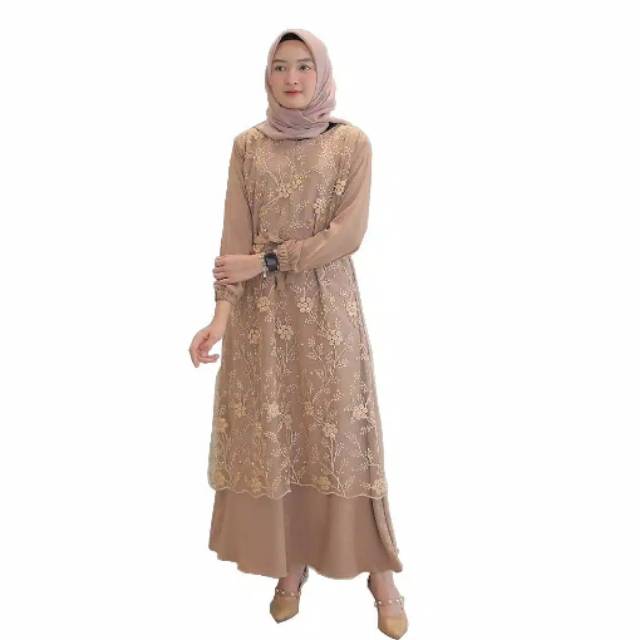 OUTFIT KONDANGAN SALMA DRESS GAMIS BRUKAT