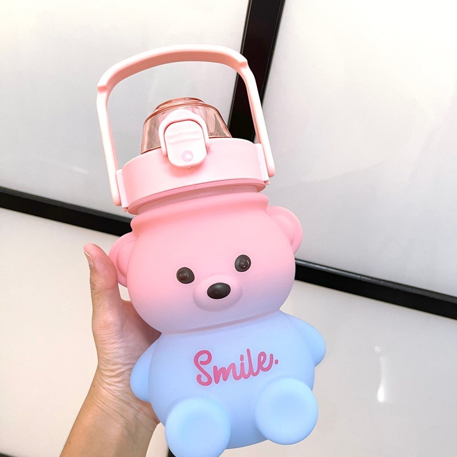 Botol Minum Anak Bear Beruang Gradasi Viral Gemoy 1100ml Stiker 2D &amp; 3D