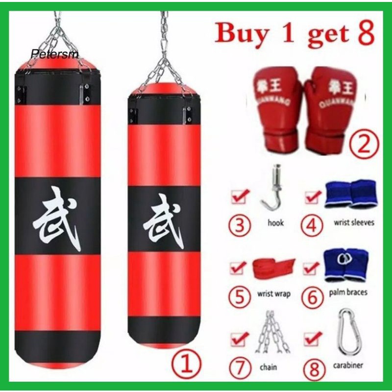 (MAINANKYU) Paket Lengkap Sarung Samsak Tinju MMA Muay Thai Boxing (80cm dan 100cm).