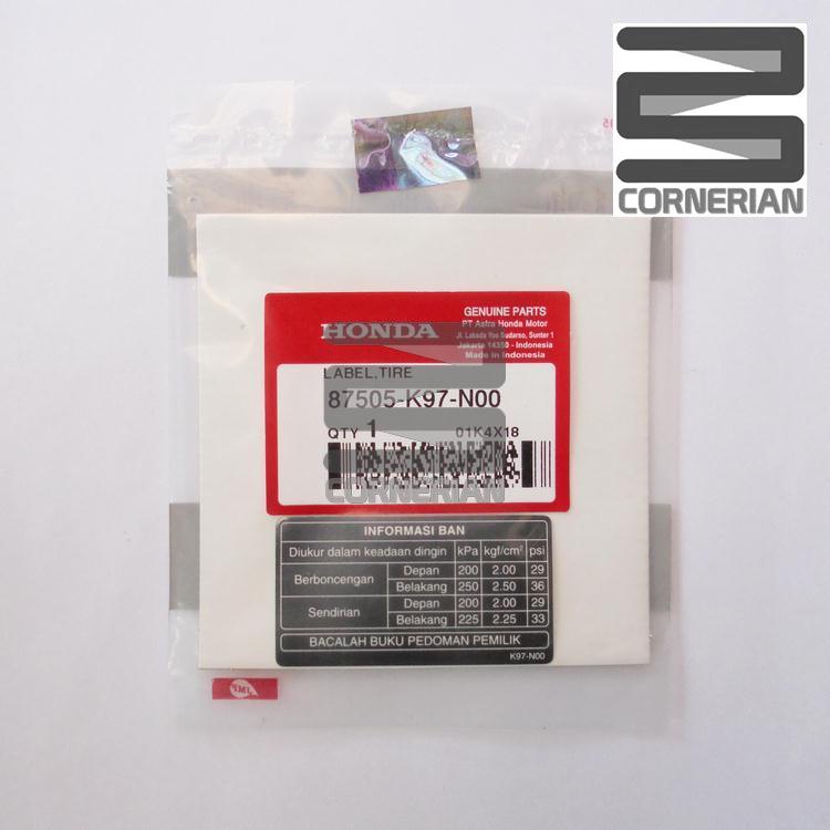 [ CORNERIAN ] Honda Vario New 150 Label Tire Informasi Ban Tekanan Angin Roda Motor Ring 14 Sticker 