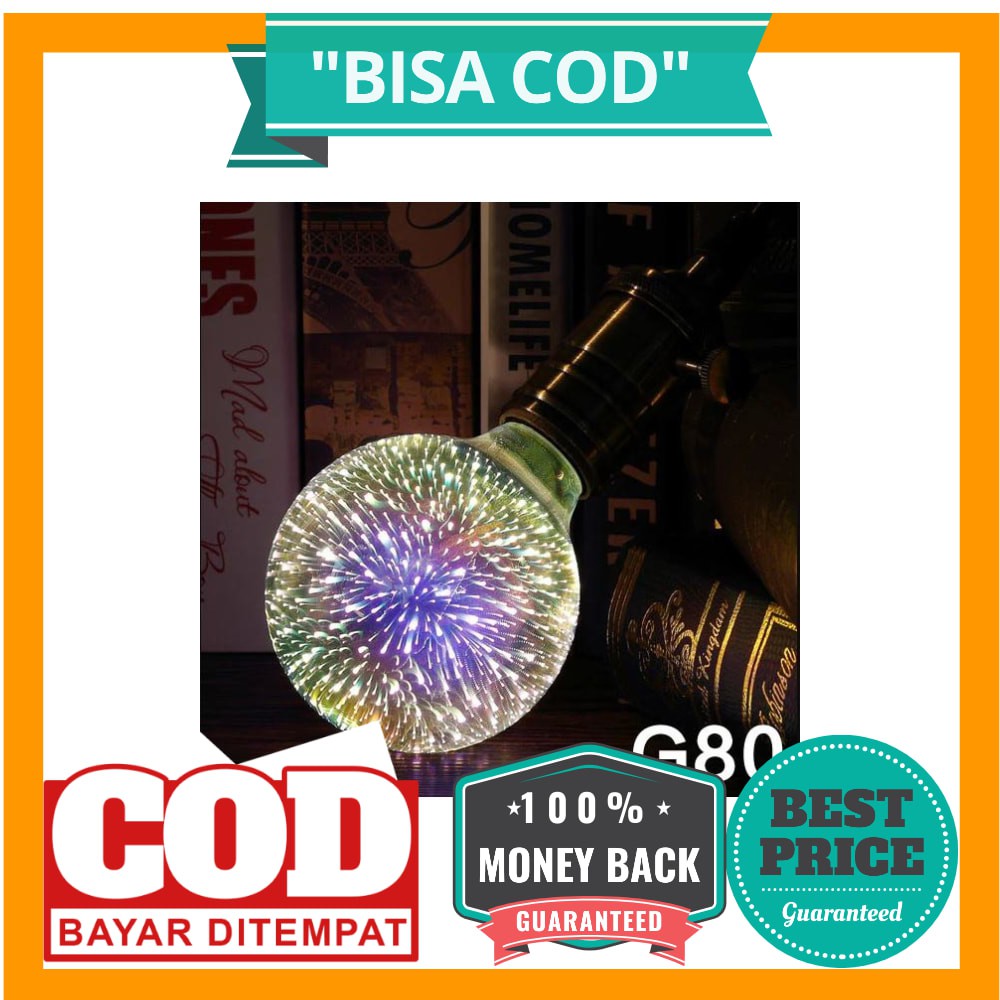 BISA COD Lampu Bohlam LED Dekorasi Fireworks 3D E27 220V 4W - G80 - Mix Color