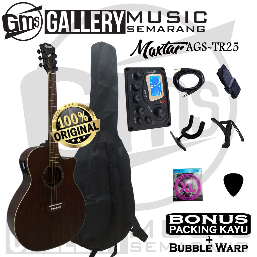 ORIGINAL!!! Gitar Akustik Elektrik Maxtar AGS-TR25 Gitar Akustik Original Preamp Equalizer Tuner Cowboy AW-1