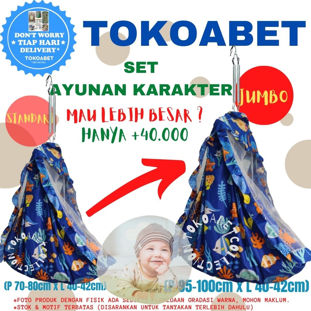 SET Ayunan karakter kain katun/ Ayunan Kasur / Ayunan set / Ayunan Bayi #tokoabet