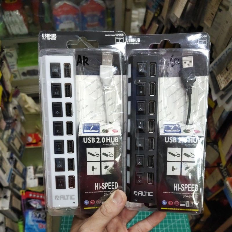 USB HUB 7 PORT + kabel USB / 7in1 terminal USB port 2.0 + on off dan USB HUB 4 PORT + kabel USB / 4in1 terminal USB port 2.0