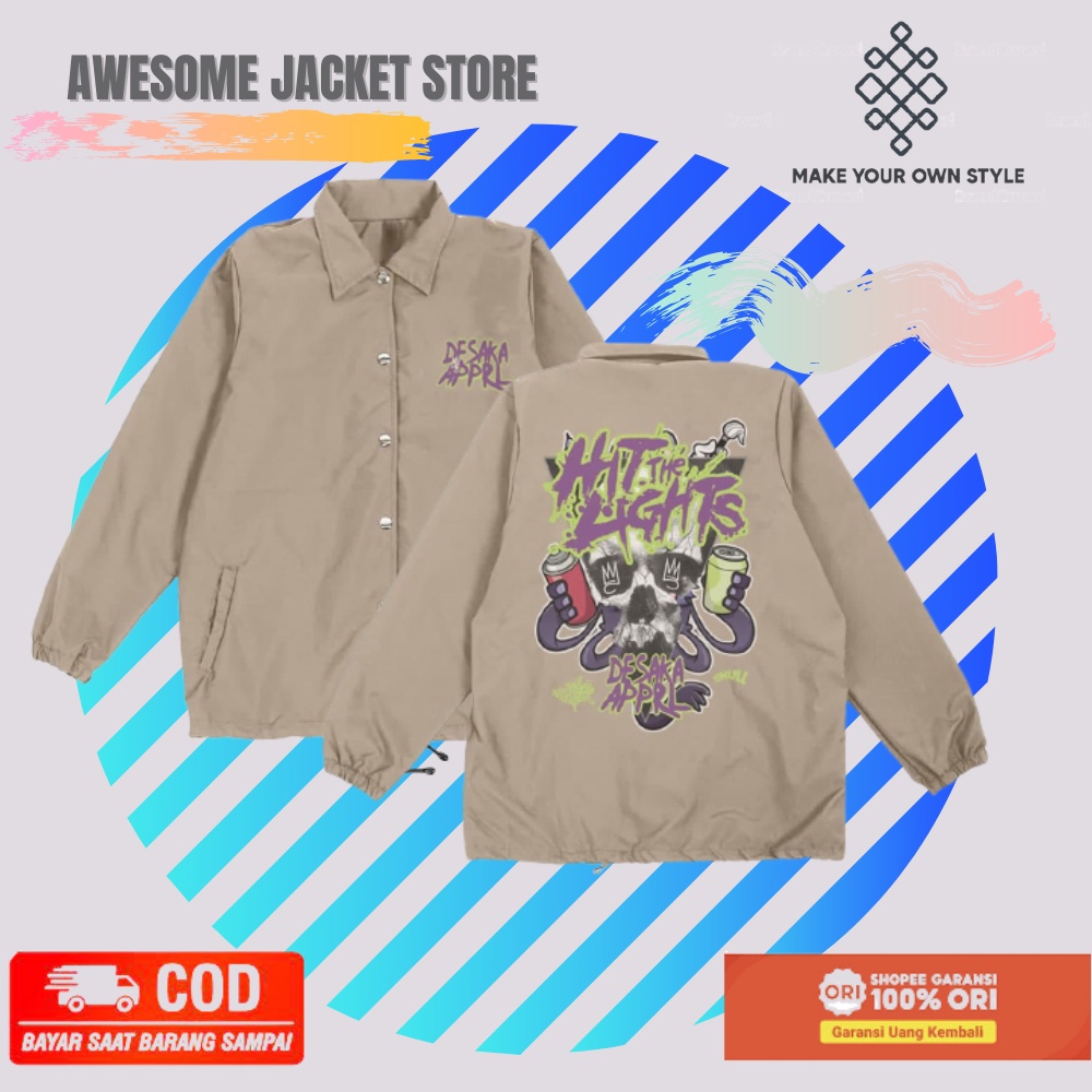JAKET COACH PRIA MOTIF PUNK MUSIC COACH JACKET TERBARU ORIGINAL