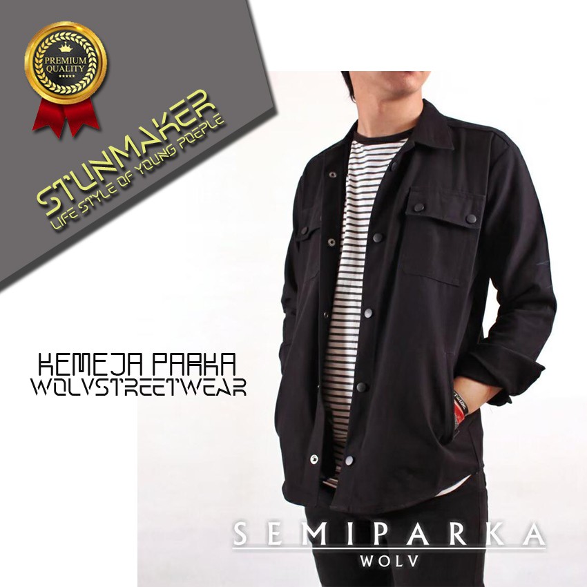 Kemeja Parka Warna hitam Kemeja Pria Lengan Panjang Kemeja Premium Kemeja Distro kemeja parka premiu