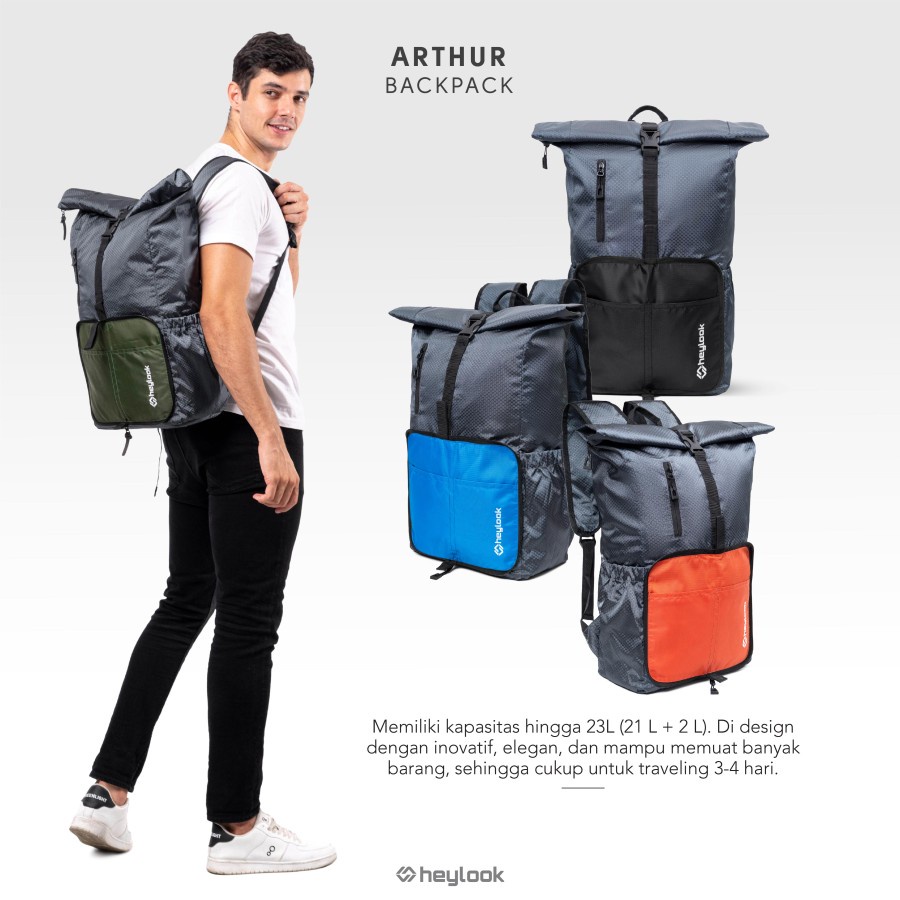 HEYLOOK Project - Tas Backpack Lipat Outdoor ARTHUR Tas Travelling Foldable Bag Ransel Lipat Distro