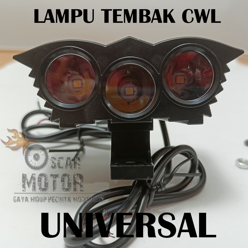 lampu tembak led cree owl ultrafire 3 mata 30w body hitam sinar putih motor