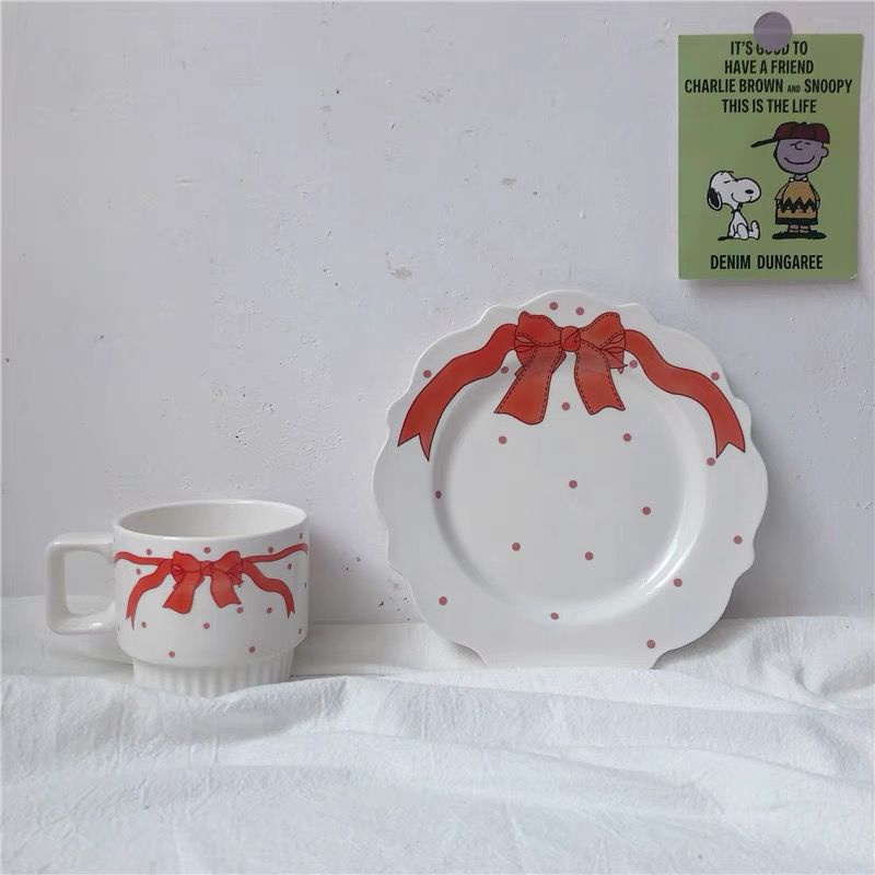 GELAS KACA PUTIH PITA AESTHETIC ESTETIK MURAH GELAS KOREA CANGKIR MUG BERKUALITAS