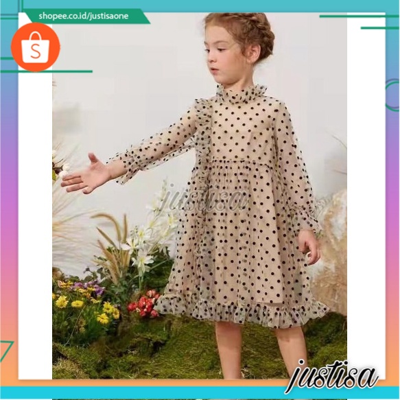 Promo !! Dress simple import anak cewek / dress tiny black many polka  ukuran 1-3tahun / Dress anak lucu