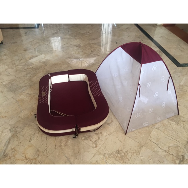 Kasur Tempat Tidur Bayi Kelambu Baby Nest Dialogue Maroon Preloved