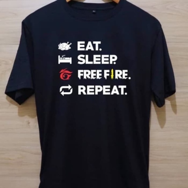 Baju Kaos Eat Sleep Freefire Repeat Tshirt Custom Distro
