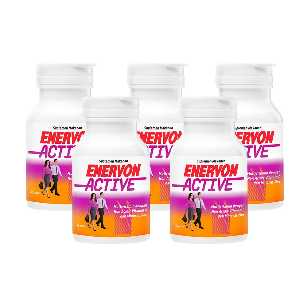 Enervon Active Botol Vitamin C dan B Complex Isi 150 Tablet (5 Botol x 30 Tablet)