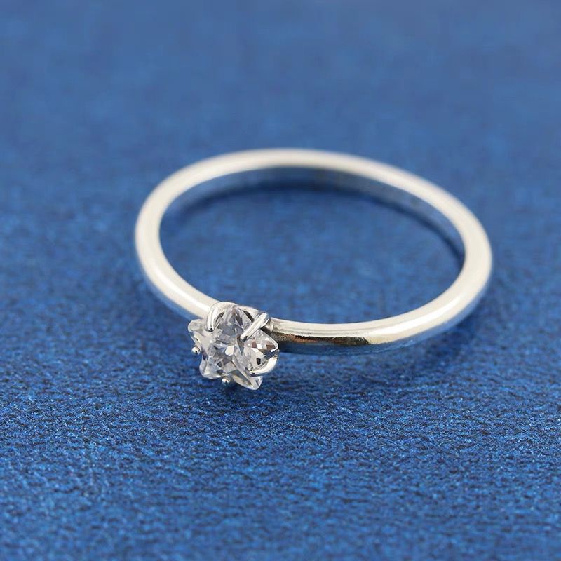 Cincin Sterling Silver 925 Dengan Cubic Zirconia Bentuk Bintang Untuk Wanita