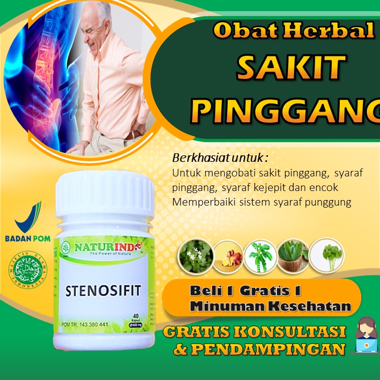 Obat sakit pinggang saraf kejepit jamu pegel linu dan kaki  nyeri sendi sarap kejepit pinggang belakang jamu pegal linu syaraf paling ampuh encok herbal sebelah kiri Stenosifit Naturindo