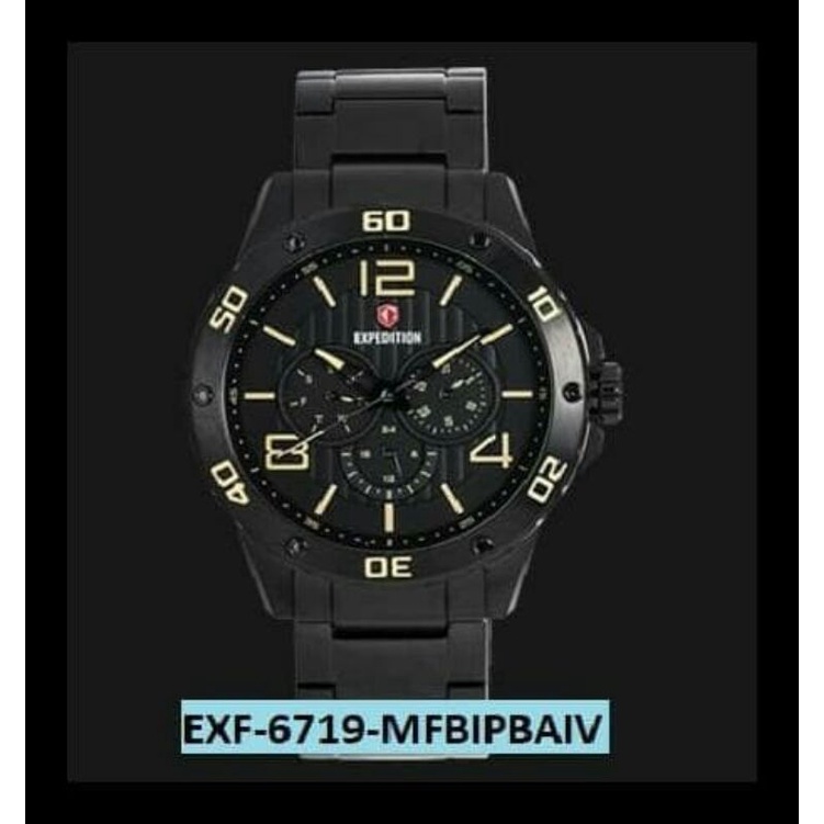 Jam tangan Expedition 6719 Black chronograph Original Pria