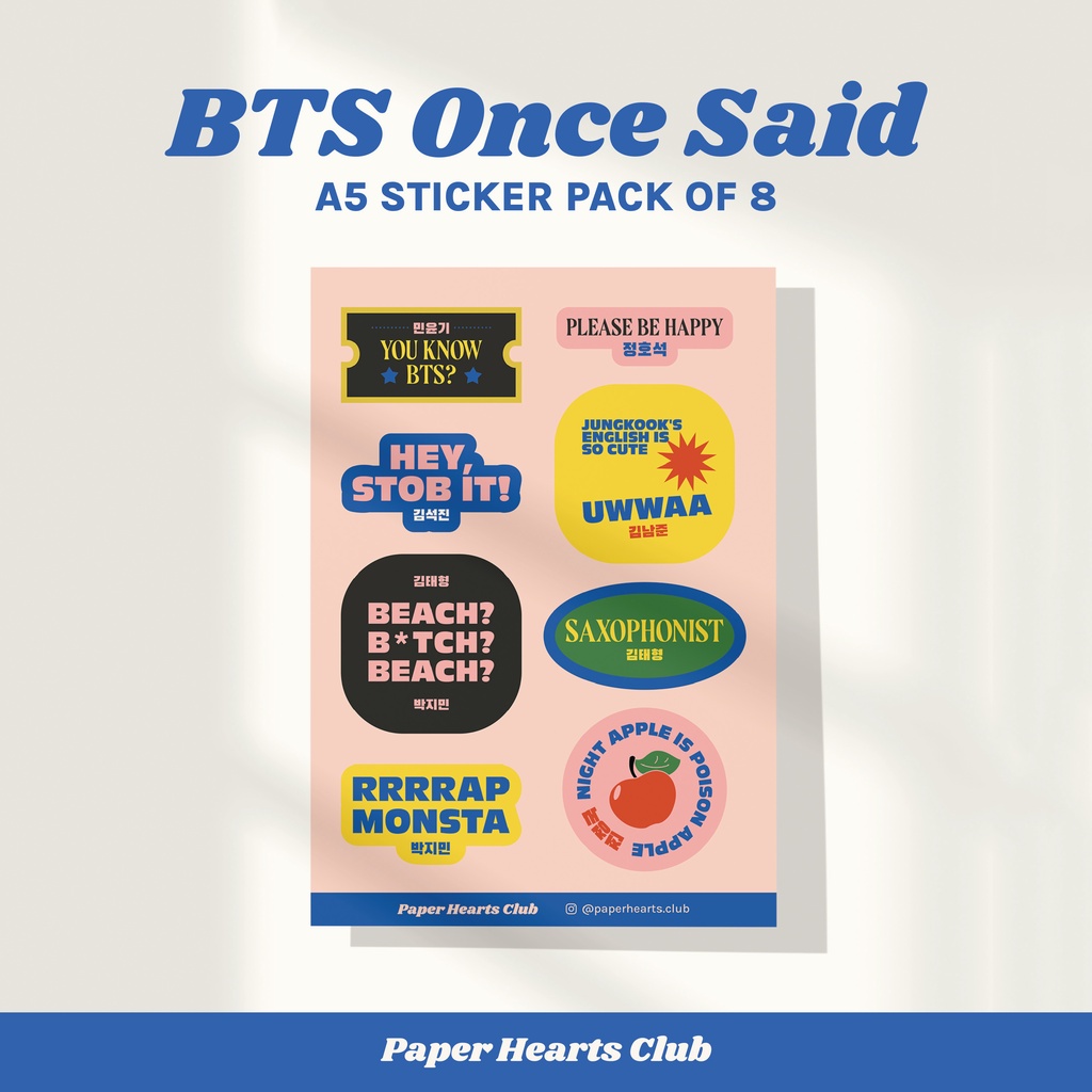 

BTS Once Said Sticker Pack A5