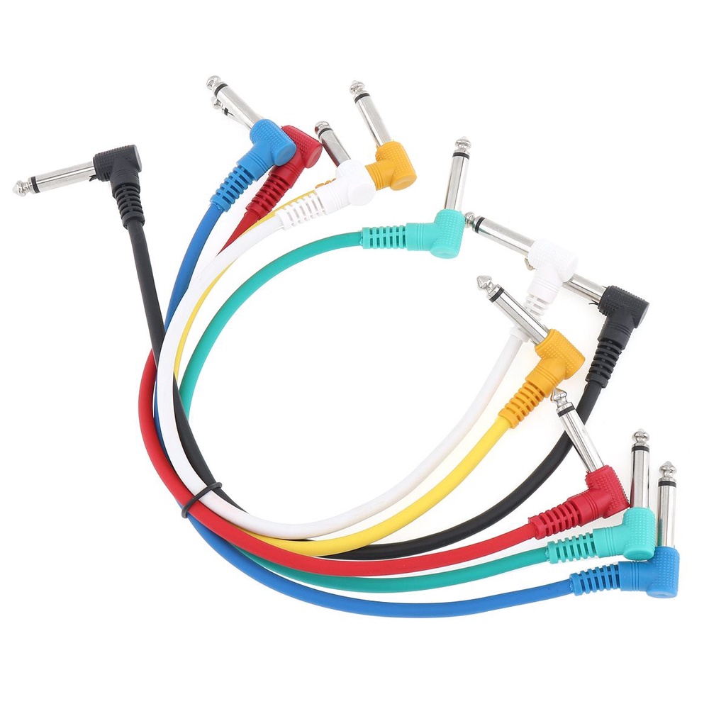 6pcs Kabel Audio 6.35mm Warna-Warni Untuk Pedal Efek Gitar