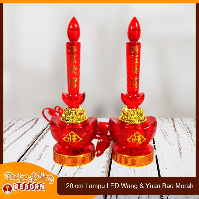 Lampu Sembahyang Altar Merah LED Wang &amp; Yuan Bao 20 cm