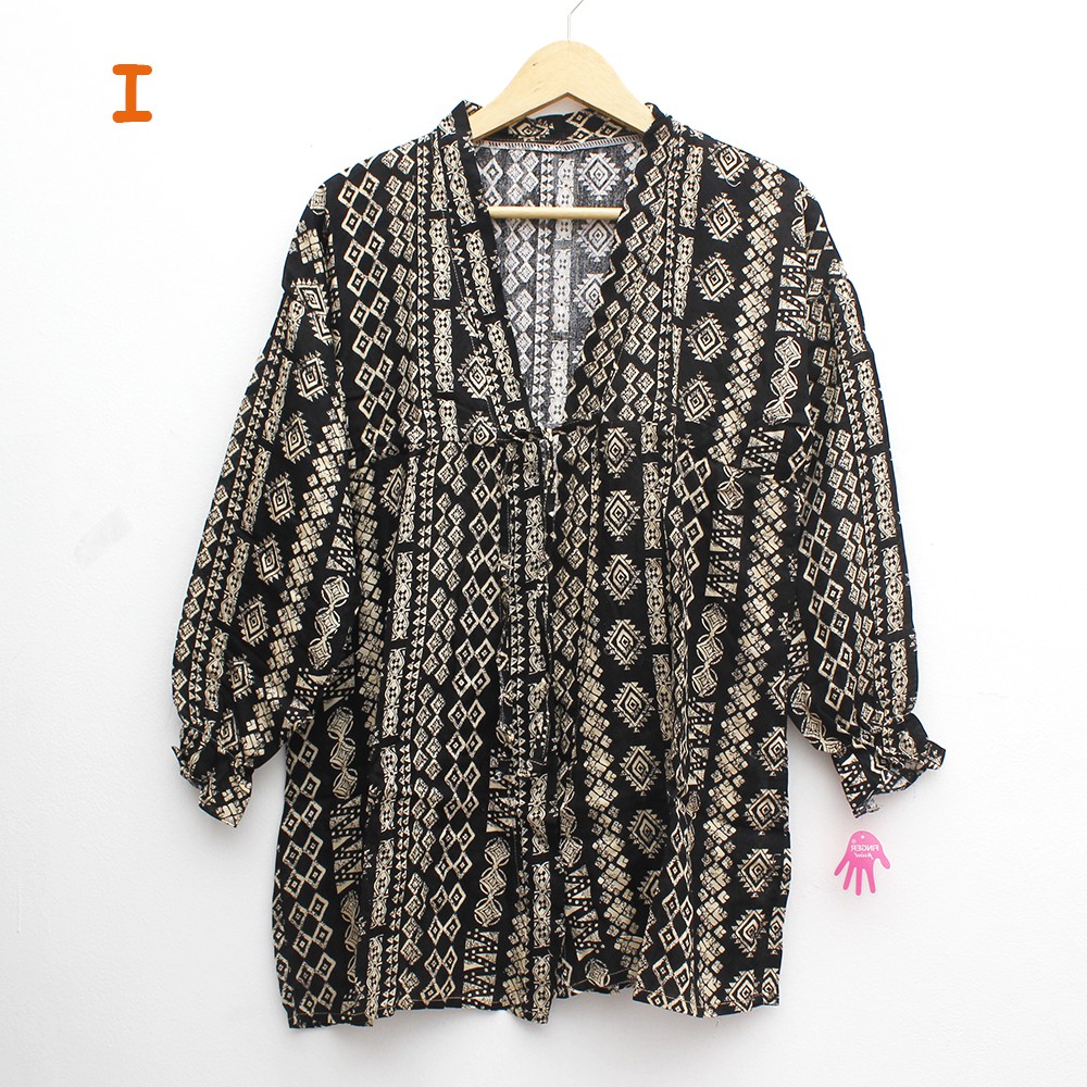 JakartaFashion - cardigan kerut outter bohemian etnic kardigan tali lengan panjang bahan adem batik