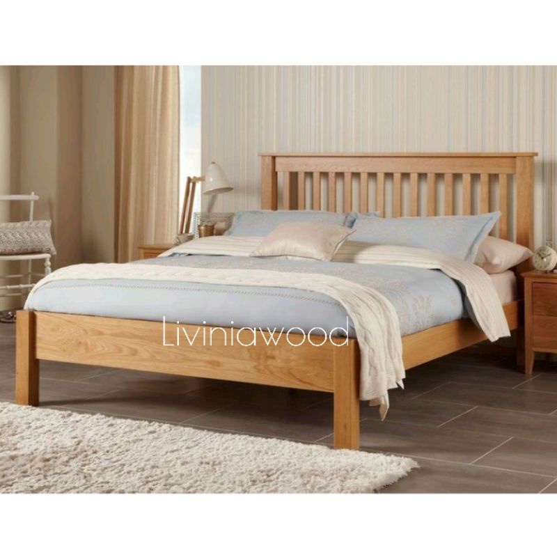 Tempat tidur minimalis kayu jati Jepara, dipan jati 160x200