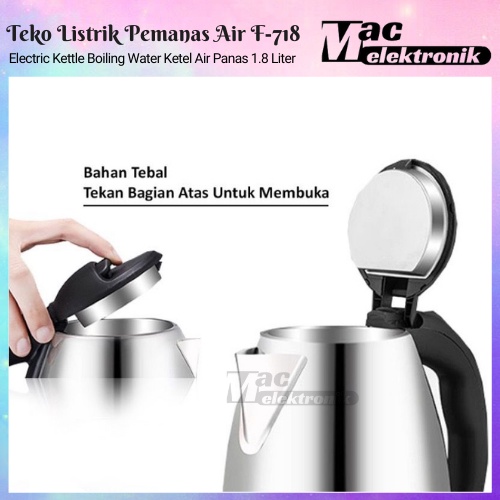 Teko Listrik Electric Kettle Stainless Steel 1.8 Liter  Teko listrik pemanas air kettle electric kapasitas 1.8L Kualitas Terbaik