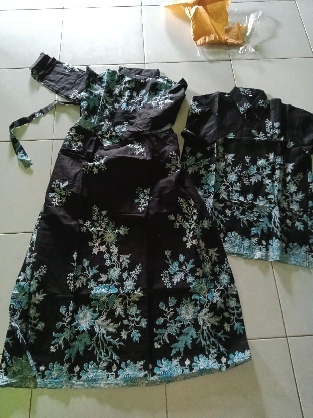 Batik Couple Keluarga Sania Ruffle Ori Ndoro Jowi Dnt Motif Cibulan Hijau
