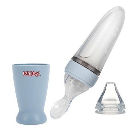 Nuby All Silicone Squeeze Feeder Blue Biru