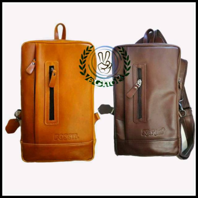 Tas Sling Bag Waist Bag Jinjing Pria Wanita Kulit Sapi Asli - Kickers CJJ502