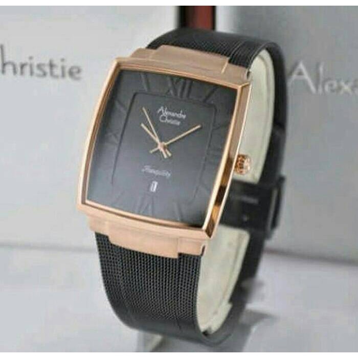 JAM TANGAN ORIGINAL PRIA ALEXANDRE CHRISTIE AC8329 BLACK GOLD