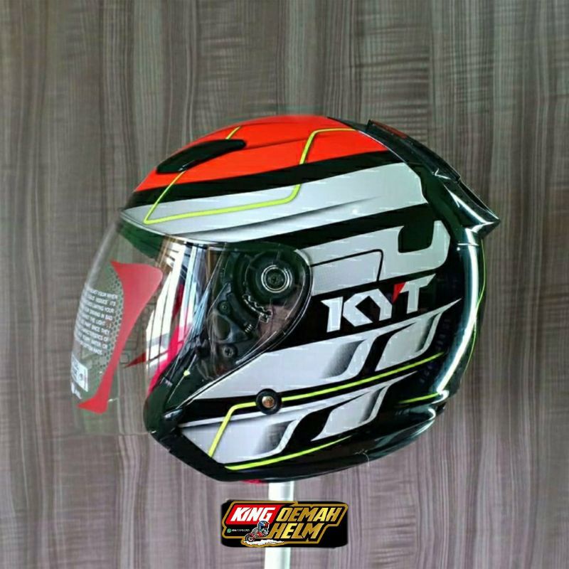 HELM KYT DJ MARU MOTIF 13 BLACK RED FLUO YELLOW HELM TOURING KYT DJMARU MOTIF MURAH HELM MOTOR KYT