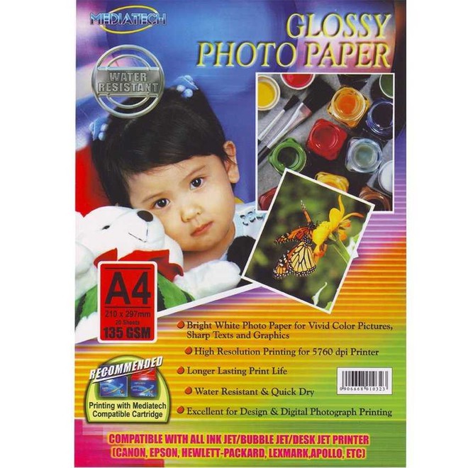 Mediatech Kertas Photo Glossy Photo Paper A4 135 gsm - 20 sheet - 31002