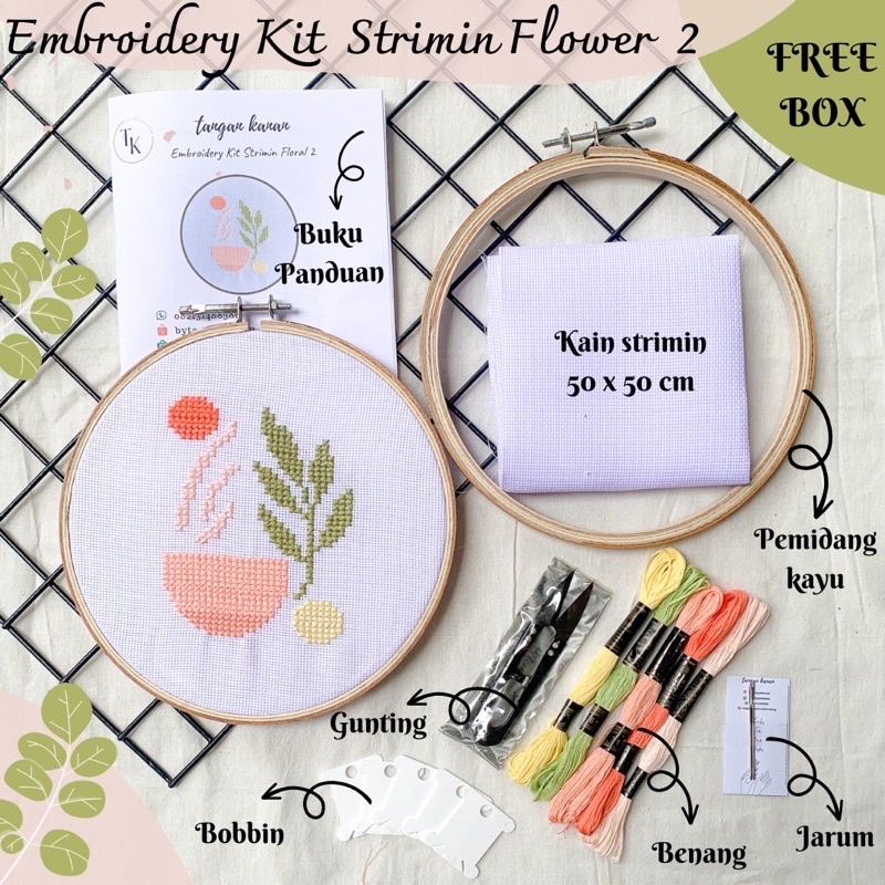 [Hasil Jadi] Embroidery Strimin Flower - Wall Decoration pajangan