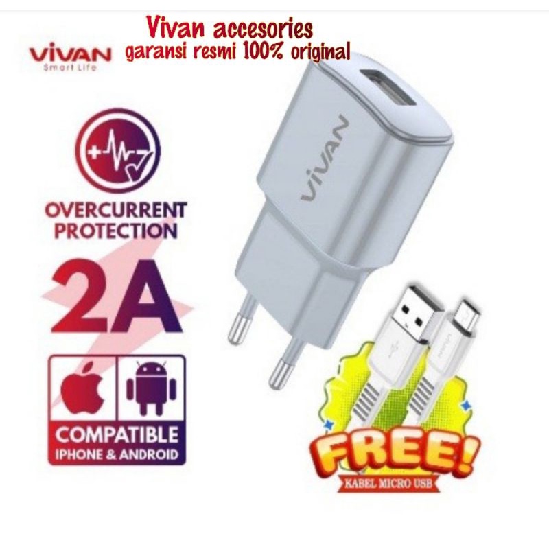 Vivan Adaptor Charger Power oval ll 2A batok charger single USB