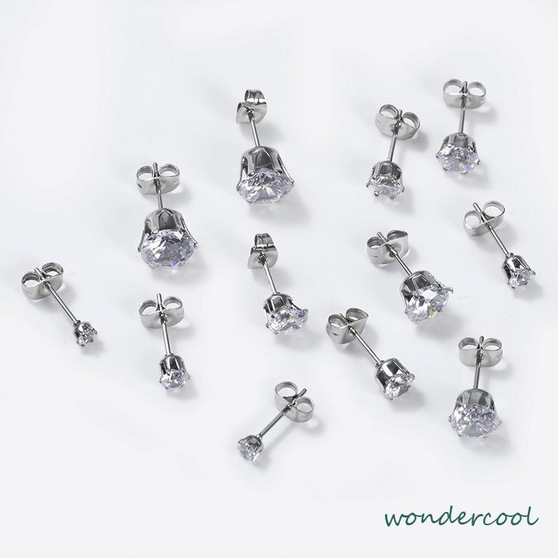 1PC Anting Tusuk Anti Karat Anti Alergi Zirkon Mini Stainless Steel Kualitas Tinggi Aksesoris Wanita -Won