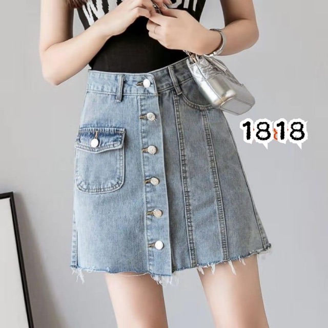 Rok jeans kancing depan