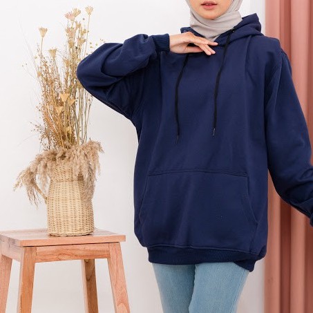 Sweater Hoodie Polos Oversize Jaket Pria Wanita Premium WARNA NAVY