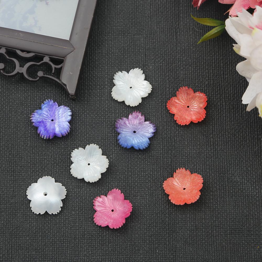 10pcs 19mm Imitation Shell Plum Blossom Beads Acrylic Acetate Flower Petals Spacer Beads For DIY Jewelry Making Hairpin Bracelet