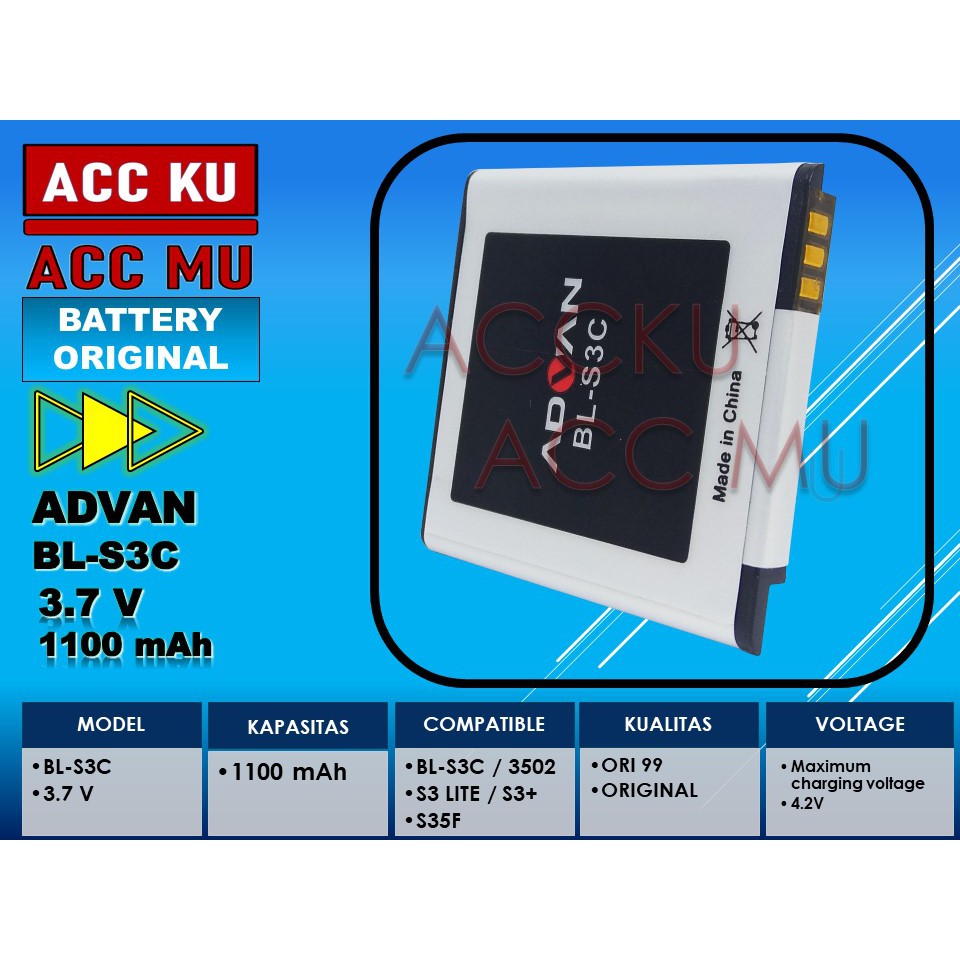 BATERAI ADVAN S3 PLUS BATTERY ADVAN S3C 3502 S3LTE S35F  ORIGINAL 99