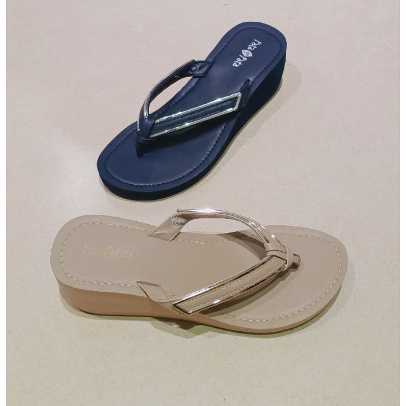 Sandal wedges wanita bata patapata ringan dan nyaman ada dua pilihan warna biru & craem