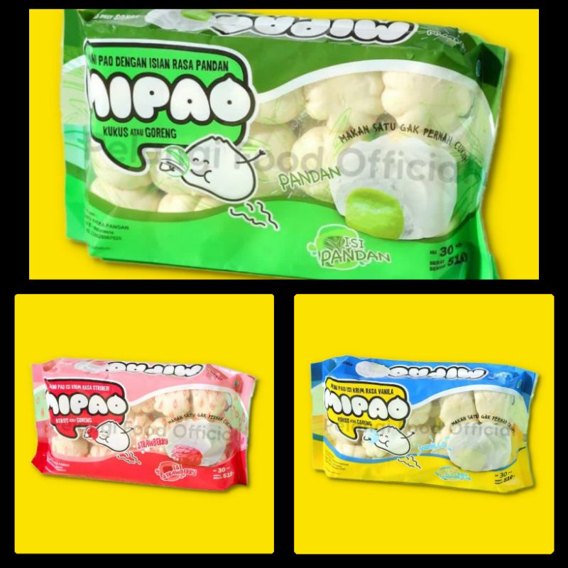 Mipao aneka rasa : pandan, strawberry, vanilla isi 30pcs