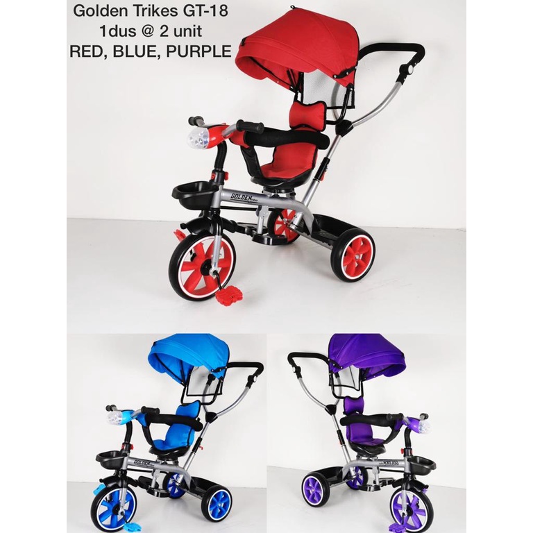 Sepeda anak roda 3 stroller GOLDEN GT18 | ATLANTIS
