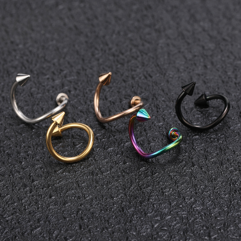 Anting Tindik Hidung / Bibir / Tulang Rawan Telinga Bentuk Bulat Bahan Stainless Steel