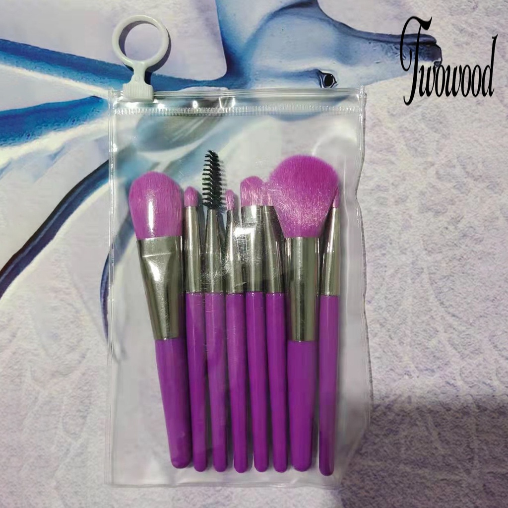 8pcs / Set Brush Makeup Foundation Portable Bahan Plastik Lembut Tahan Lama Untuk Pemula