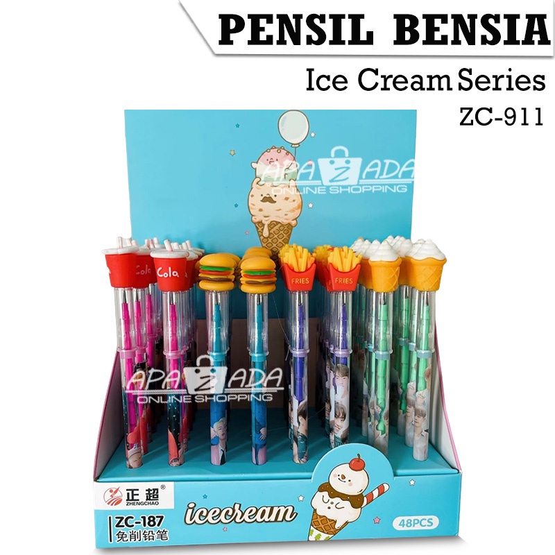 

Apazada - (4pc) Pensil Lantu Ice Cream Series / Lantu Bensia / Pensil Cabut Lucu / Pensil