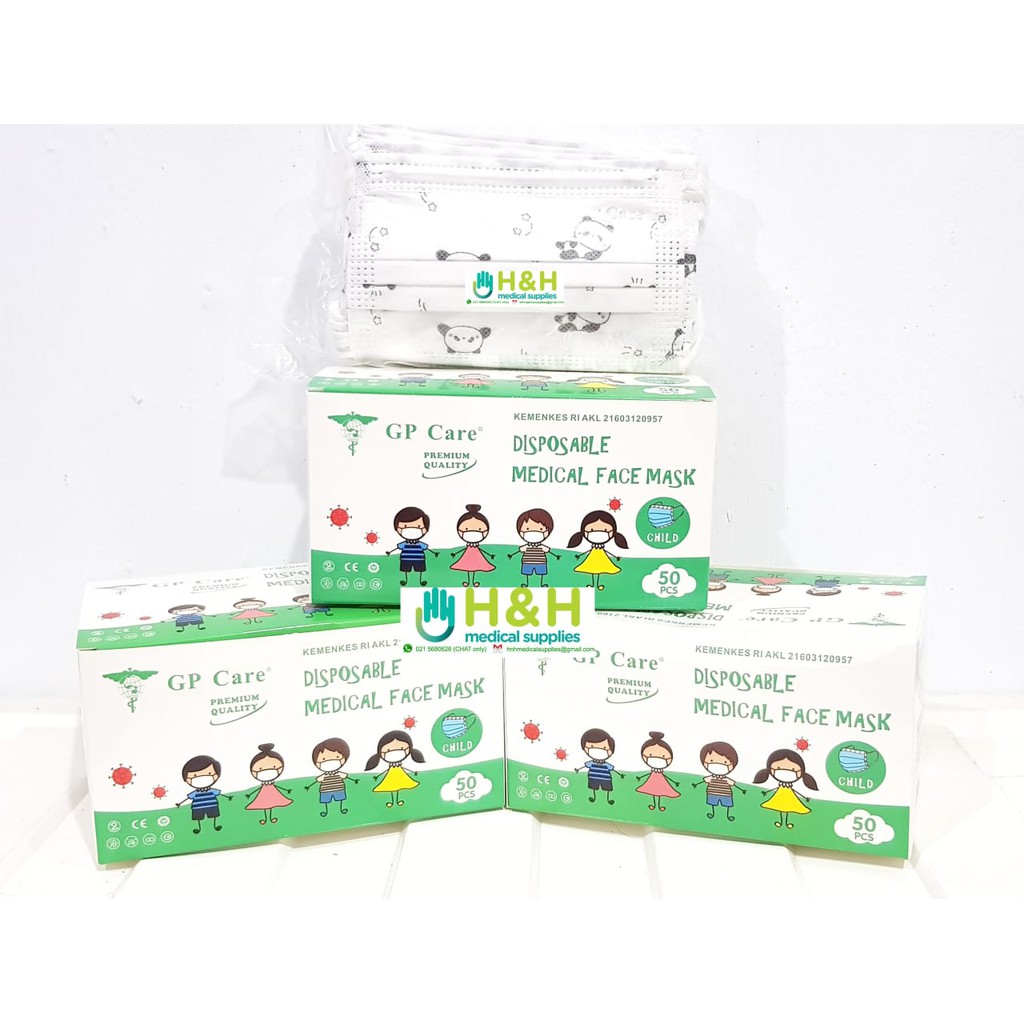 Masker Earloop 3ply Anak GP Care / Masker Earloop Anak GP Care / Masker Karet Anak / Masker Anak