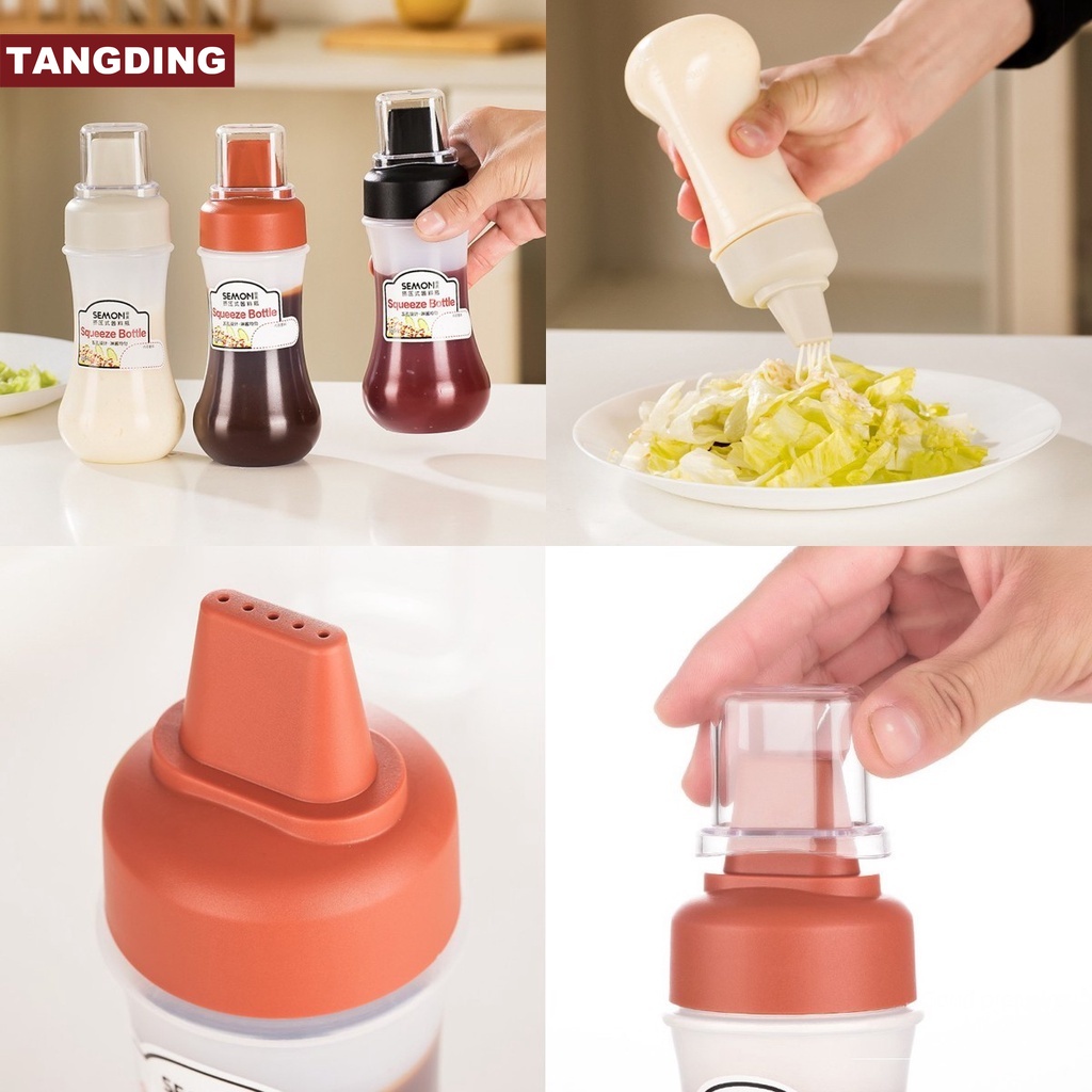 【COD Tangding】Squeezing Bottle with Dust Cover Porous Squeeze The Sauce Bottlebottle with Salad Ketchup Easy To Squeeze Bottle