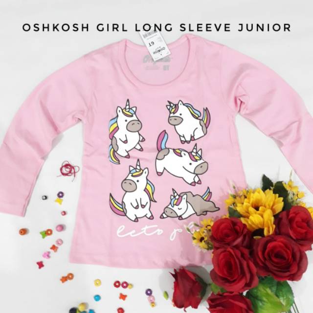 Kaos Anak Perempuan Oshkosh Girl Long Sleeve Junior Warna Merah Muda